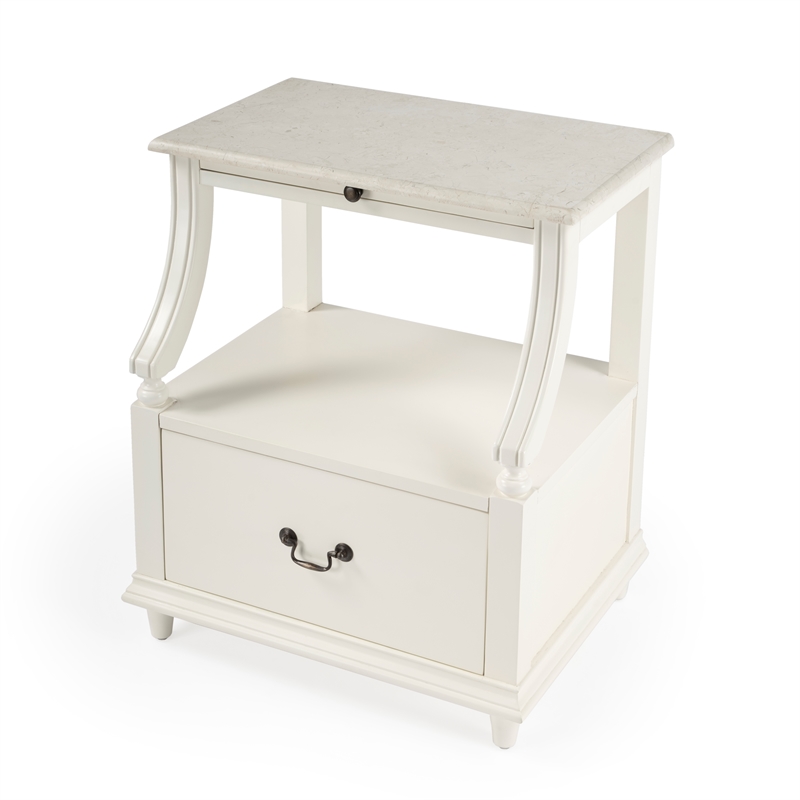 Beaumont Lane Marble Nightstand in White