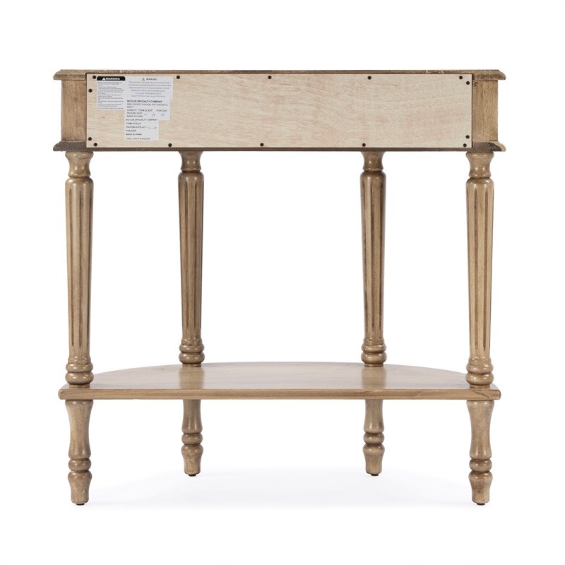 Beaumont Lane Contemporary Wood Demilune Console Table in Antique Beige