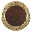 Beaumont Lane Transitional Round Wood Brass Accent Table in Brown