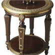 Beaumont Lane Transitional Round Wood Brass Accent Table in Brown