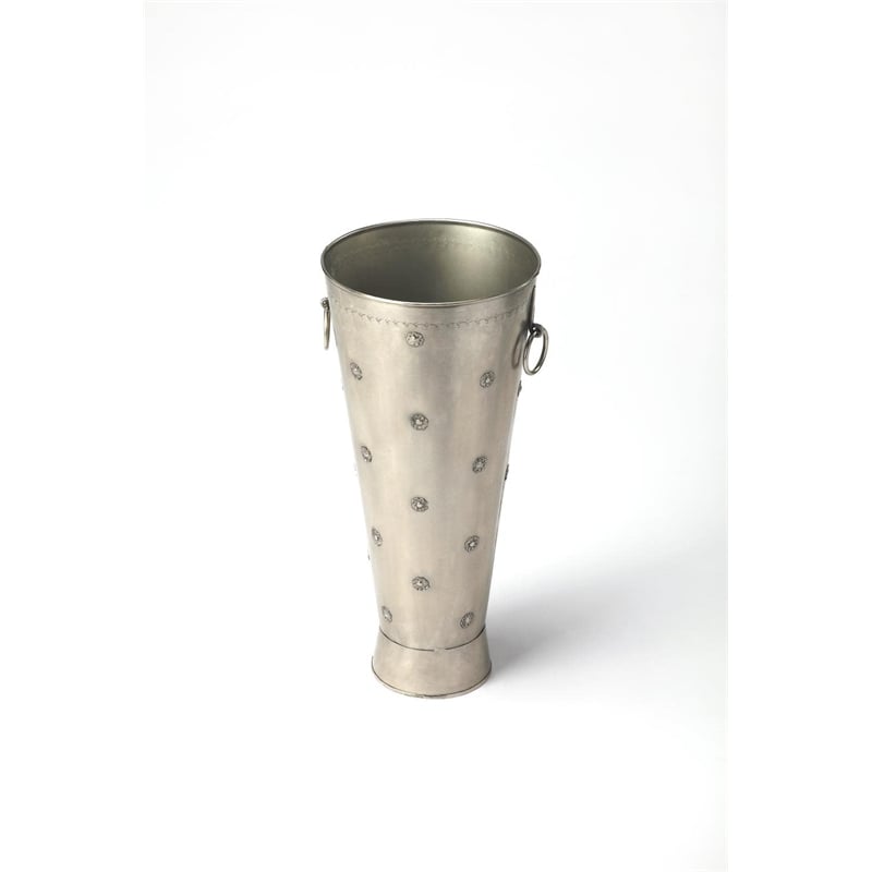 Beaumont Lane Transitional Iron Umbrella Stand In Antique Silver