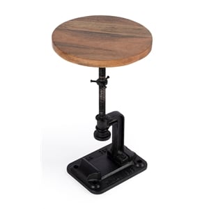 Beaumont Lane Modern Adjustable Metal Pedestal Side Table in Brown