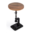 Beaumont Lane Modern Adjustable Metal Pedestal Side Table in Brown