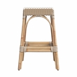 Beaumont Lane Coastal Rattan Bar Stool Chair With Square Seat & Footrest - Beige