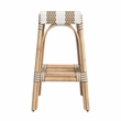 Beaumont Lane Coastal Rattan Bar Stool Chair With Square Seat & Footrest - Beige