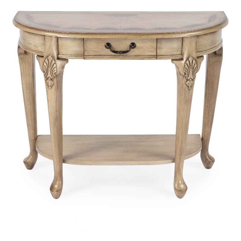 Beaumont Lane Wood Antique Beige Console Table Demilune 36.5