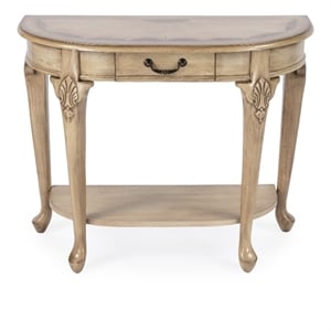 Beaumont Lane Wood Antique Beige Console Table Demilune 36.5&quot Unassembled