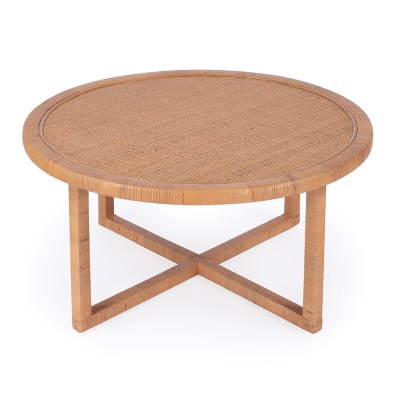 Beaumont Lane Coastal Rattan Round Coffee Table - Natural Rattan
