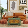 Beaumont Lane Mango Wood Blue Coffee Table Rectangular Hand-Painted 32