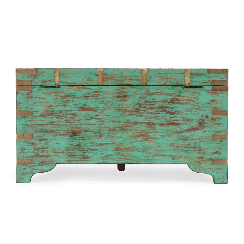 Beaumont Lane Mango Wood Blue Coffee Table Rectangular Hand-Painted 32