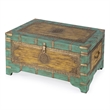 Beaumont Lane Mango Wood Blue Coffee Table Rectangular Hand-Painted 32