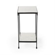Beaumont Lane Transitional Outdoor Marble & Iron Side Table In Black