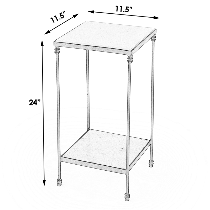 Beaumont Lane Transitional Outdoor Marble & Iron Side Table In Black