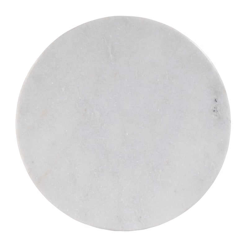 Beaumont Lane Contemporary Round Marble and Metal Side Table in Black