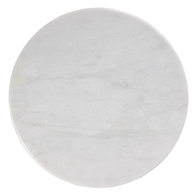 Beaumont Lane Transitional Marble and Wood Side Table - White/Light Beige