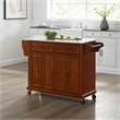 Beaumont Lane Transitional Wood Granite Top Kitchen Cart in Cherry/Gray