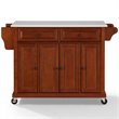 Beaumont Lane Transitional Wood Granite Top Kitchen Cart in Cherry/Gray