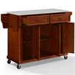 Beaumont Lane Transitional Wood Granite Top Kitchen Cart in Cherry/Gray