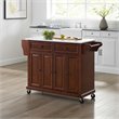 Beaumont Lane Transitional Wood Granite Top Kitchen Cart in Mahogany/White