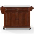 Beaumont Lane Transitional Wood Granite Top Kitchen Cart in Mahogany/White