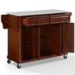 Beaumont Lane Transitional Wood Granite Top Kitchen Cart in Mahogany/White