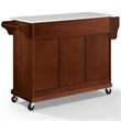 Beaumont Lane Transitional Wood Granite Top Kitchen Cart in Mahogany/White