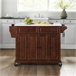 Beaumont Lane Transitional Wood Granite Top Kitchen Cart in Mahogany/White