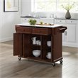 Beaumont Lane Transitional Wood Granite Top Kitchen Cart in Mahogany/White