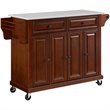 Beaumont Lane Transitional Wood Granite Top Kitchen Cart in Mahogany/White