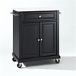 Beaumont Lane Compact Wood Kitchen Granite Top Kitchen Cart in Matte Black