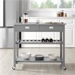 Beaumont Lane Modern Stainless Steel Top Kitchen Cart in Gray