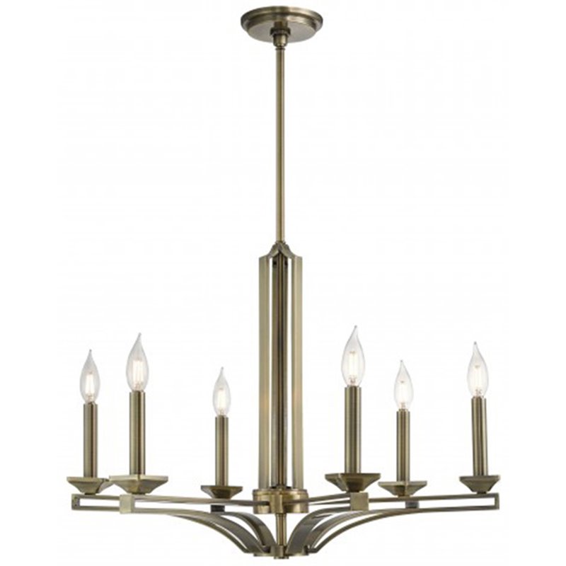 Beaumont Lane Contemporary 6 Light Chandelier in Antique Brass