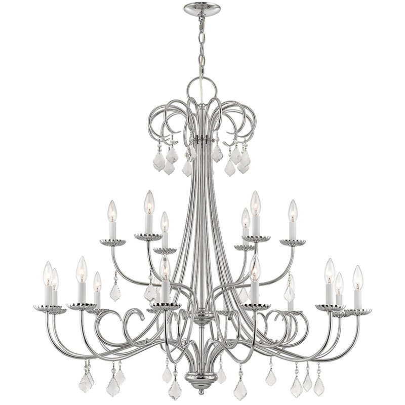 Beaumont Lane Contemporary 18 Light Foyer Chandelier in Polished Chrome