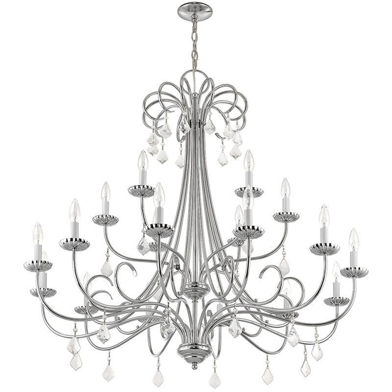 Beaumont Lane Contemporary 18 Light Foyer Chandelier in Polished Chrome
