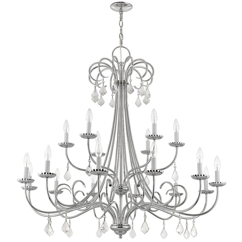 Beaumont Lane Contemporary 18 Light Foyer Chandelier in Polished Chrome