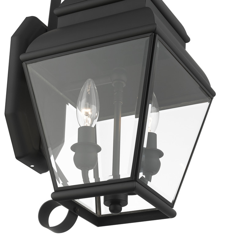 Beaumont Lane Contemporary 2 Light Outdoor Wall Lantern in Black