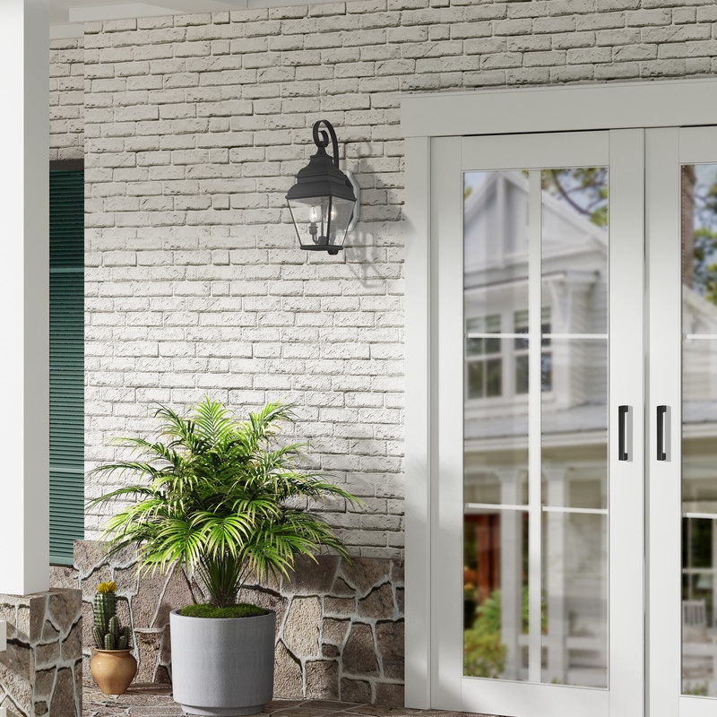 Beaumont Lane Contemporary 2 Light Outdoor Wall Lantern in Black