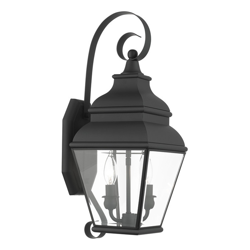 Beaumont Lane Contemporary 2 Light Outdoor Wall Lantern in Black
