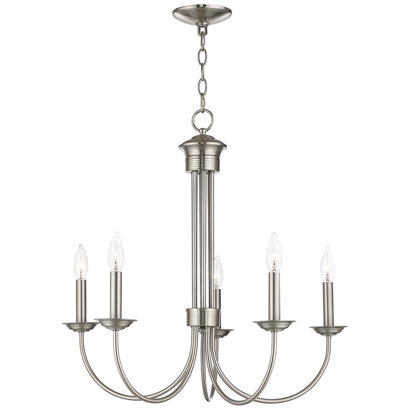 Beaumont Lane Contemporary 5 Light Chandelier in Brushed Nickel