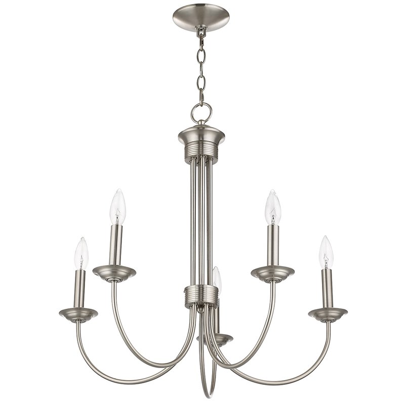 Beaumont Lane Contemporary 5 Light Chandelier in Brushed Nickel