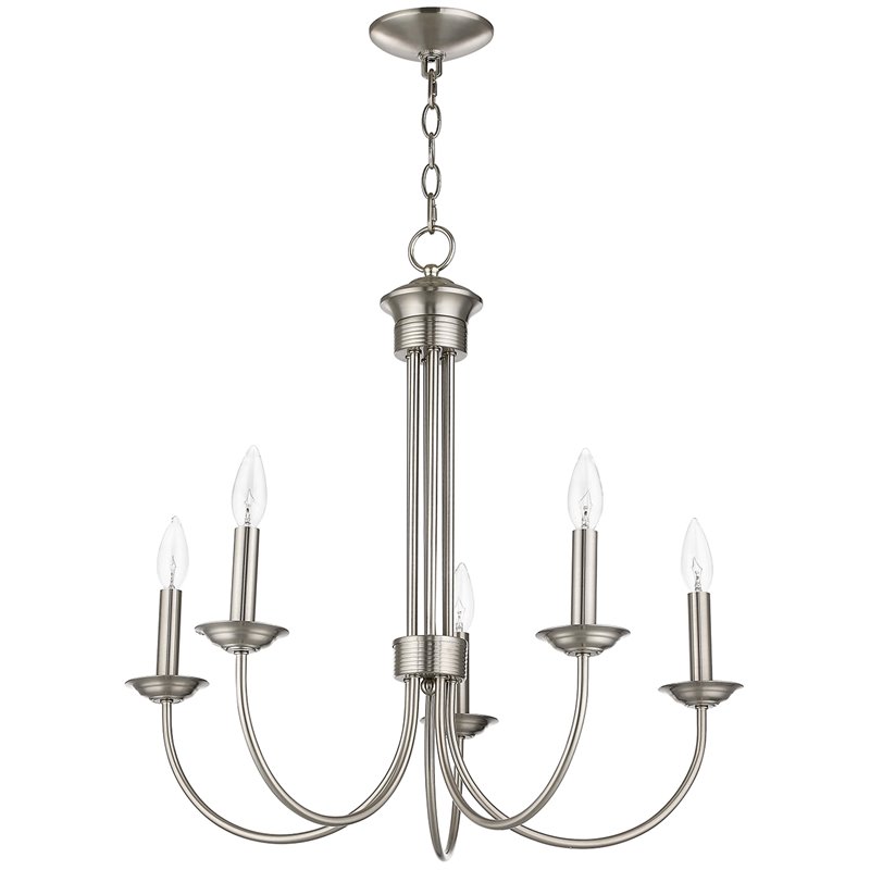 Beaumont Lane Contemporary 5 Light Chandelier in Brushed Nickel