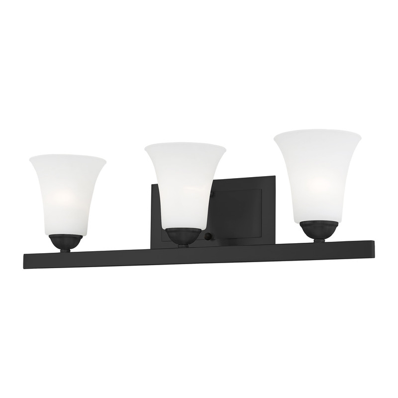 Beaumont Lane Contemporary Steel 3 Light Bath Vanity in Black
