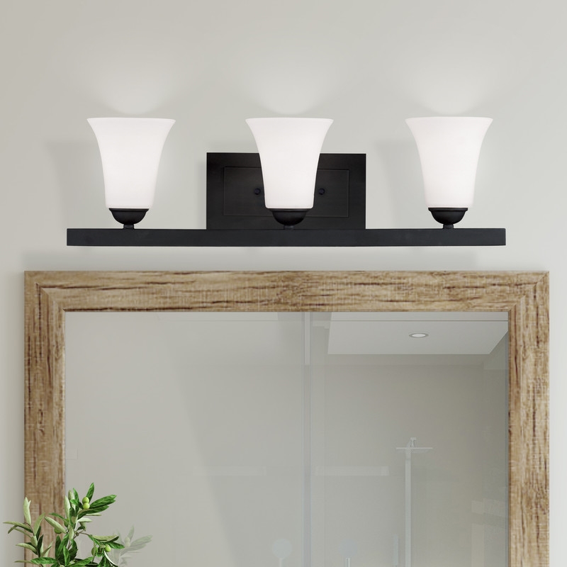 Beaumont Lane Contemporary Steel 3 Light Bath Vanity in Black