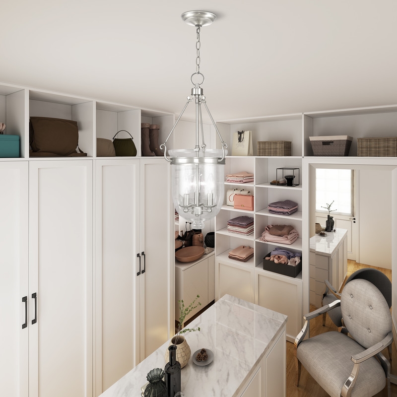Beaumont Lane Contemporary 3 Light Brushed Nickel Chain Lantern