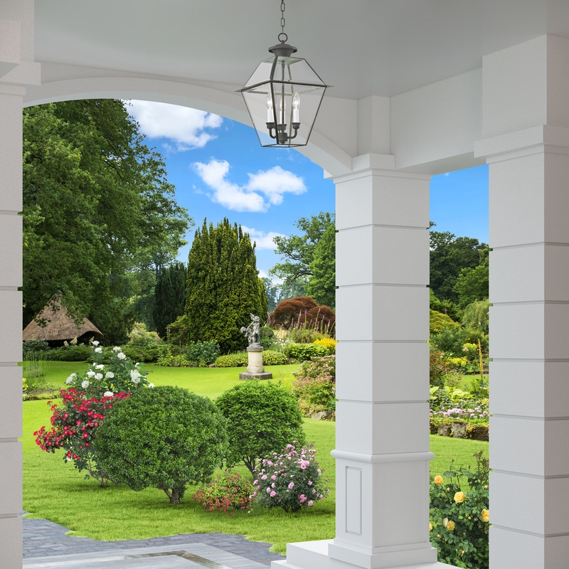 Beaumont Lane Contemporary Outdoor Chain Lantern in Charcoal