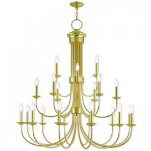 Beaumont Lane Contemporary 15 Light Foyer Chandelier in Polished Brass