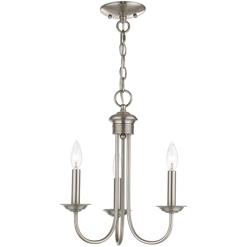 Beaumont Lane Contemporary 3 Light Chandelier in Brushed Nickel