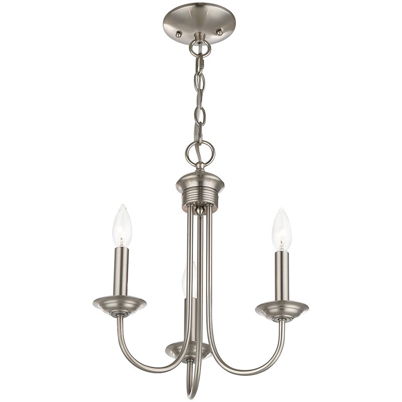 Beaumont Lane Contemporary 3 Light Chandelier in Brushed Nickel