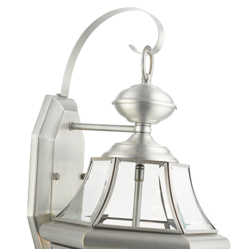 Beaumont Lane Contemporary 2 Light Outdoor Wall Lantern in Brushed Nickel