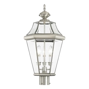 Beaumont Lane Contemporary Outdoor Post Lantern in Brushed Nickel